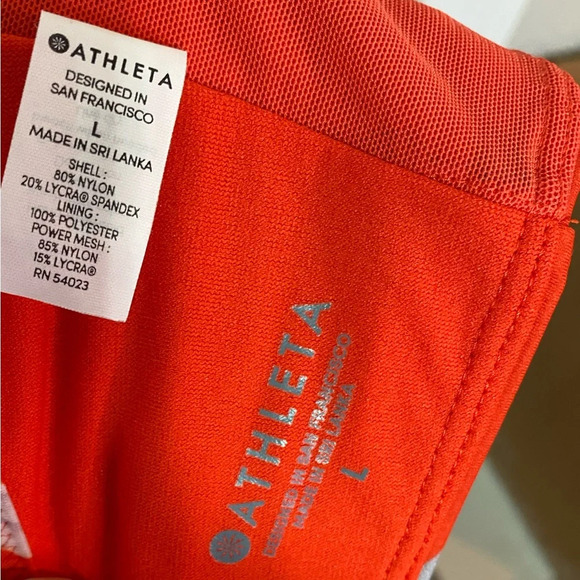 Athleta Orange Waimea Plunge Bikini Top Tie Neck Tropical Floral Print Large - Picture 5 of 6